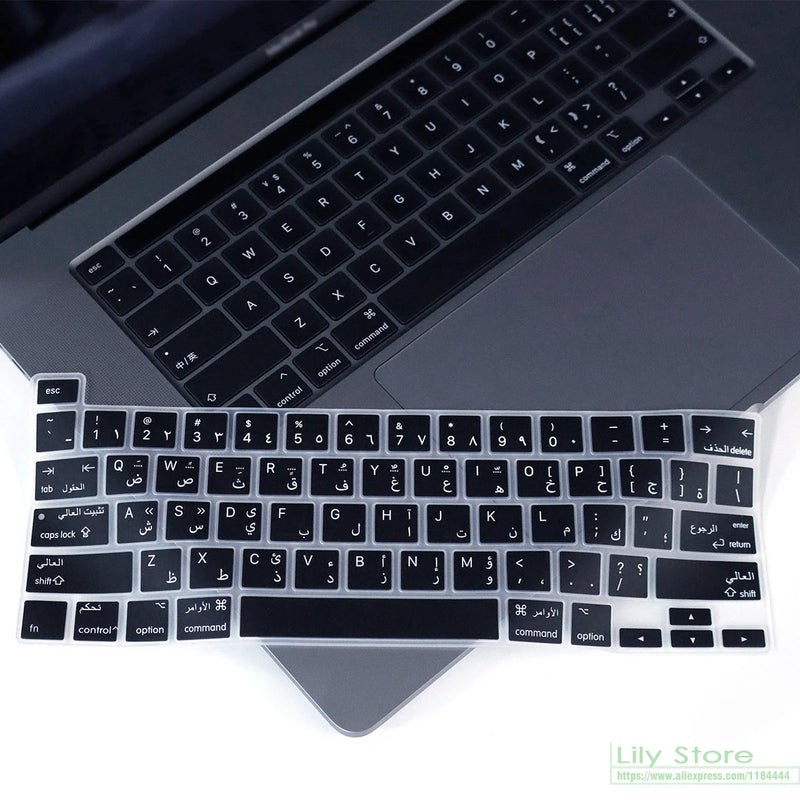 Arabic for MacBook Pro 13 inch 2020 A2289 A2251 A2338 M1 Chip for MacBook Pro 16" 2019 Silicone Keyboard Cover Skin EU Version