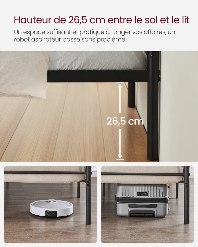 VASAGLE Single Bed Frame, Metal Bed Frame, Fits 90 x 190 cm Mattress, Easy Assembly, for Small Spaces, Guest Room