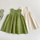 Bear Leader 2023 Neues Sommerkleid für Mädchen, lässig, mit Blumenstickerei, ärmelloses Westenkleid für 1-5 Jahre alte Kinder