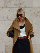 The Vilanelle | Oversized Long Trench Coat with Stand Collar