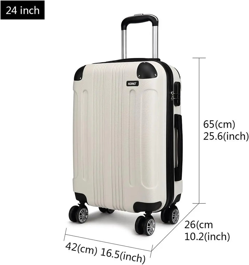 KONO 65x42x26cm Medium Grow Suitcase Lightweight Hard Case 65L Trolley suitcase with 4 Twin wheels ABS