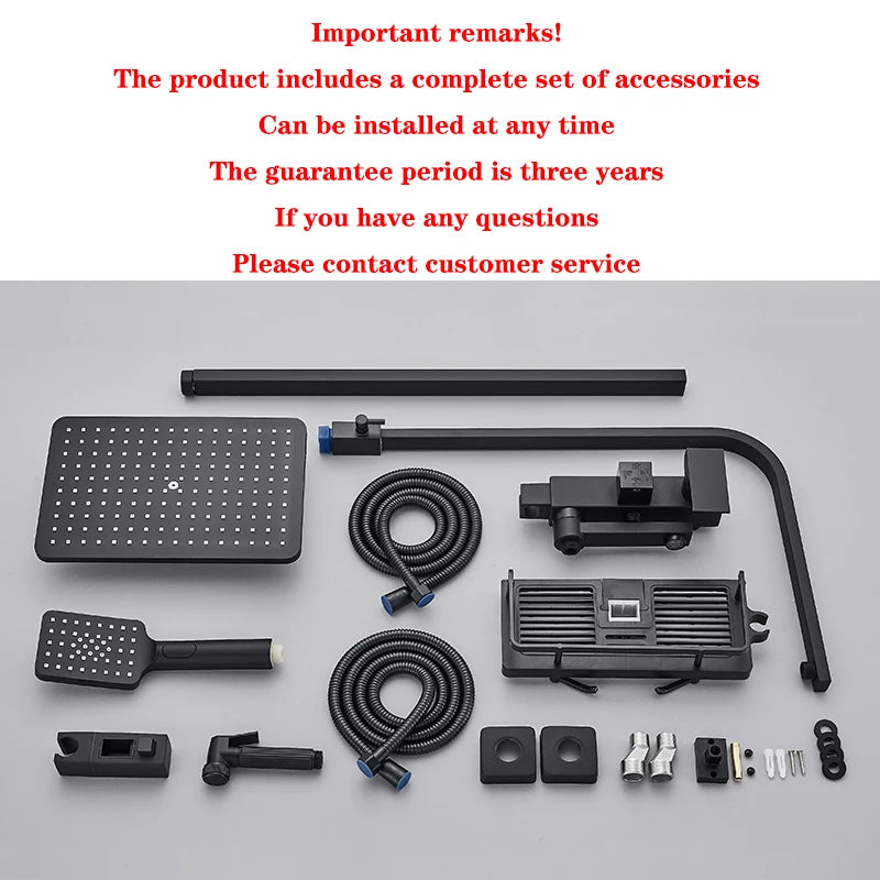 Black/Chrome ABS Shower Faucet Bathroom Shower Mixer Crane Rotatable 15CM Long Spout Rain Shower Set Shower Spray Shower