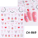 3D Bunny Nail Art Sticker Decals Decorations Easter Egg Design Cute Cartoon Rabbit Flower Nail Stickers Sliders for Manicure