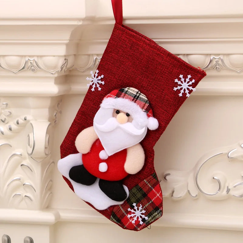 Christmas Stockings Socks Santa Snowman Hanging Xmas Tree Ornaments Christmas Decor for Home New Year Navidad Candy Gift Bags