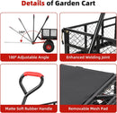 Steel Garden Dump Cart, 880lbs Heavy Duty Yard Dump Utility Cart w Removable Mesh Sides, Utility Metal Wagon with 180° Rotating
