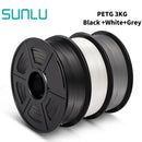 SUNLU PETG 3D Filament 1KG 3 Rolls 1.75mm +/-0.02MM 3D Printing Filament Neatly Wound Filament Vacuum Packing Fast Shipping