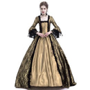 Medieval Victorian Court Lace Patchwork Gothic Dress Halloween Witch Cosplay Party Costume Square Neck Flare Sleeve Maxi