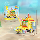 SpongeBob SquarePants Series Building Blocks Hamburger Car Patrick Star Dessert Ice Cream Car Model Bricks Kids DIY Toys Gifts