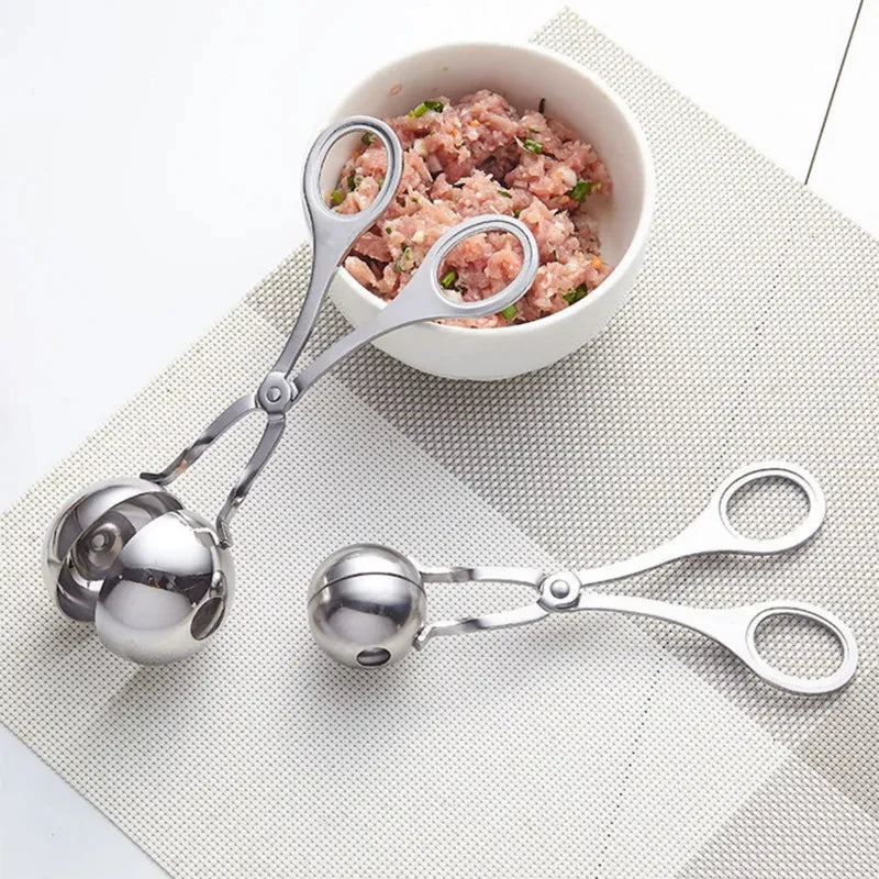 Stainless Steel Meatball Clamp Pill Round Rice Ball Maker Clip Tongs with Grip Pork Beef Meat Kitchen Cooking Tools DIY Gadget