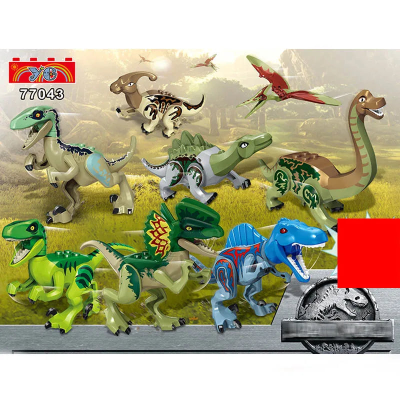 Jurassic Dinosaur Park Dinos World Building Blocks Animals Tyrannosaurus Rex Indominus I-Rex Blue Figures Triceratops Toys