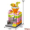 NEW Restaurant Dessert Coffee Pet Fruit Store Street View Food House Building Blocks Kit Girls Bricks Model Kids Toy Children
