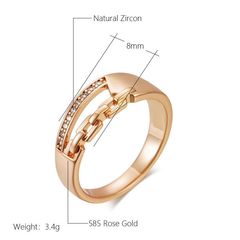 Kinel Unique 585 Rose Gold Color Cross Big Rings for Women Fashion Sparkling Natural Zircon Modern Wedding Party Daily Jewelry