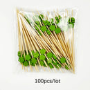 100Pcs 12Cm Disposable Party Tableware Fruit Dessert Sticks Bamboo Skewers Buffet Cupcake Decoration Wedding Supplies