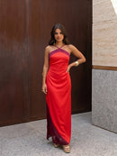 Color Blocking Scarf Collar Sling Dress Sexy Waist Cinching Chic Split Bodycon Maxi Dresses 2026 Lady Club Party Vestido