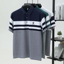 High quality fashion striped short sleeve polo shirt men's luxury brand embossed design summer new breathable T-shirt golf top