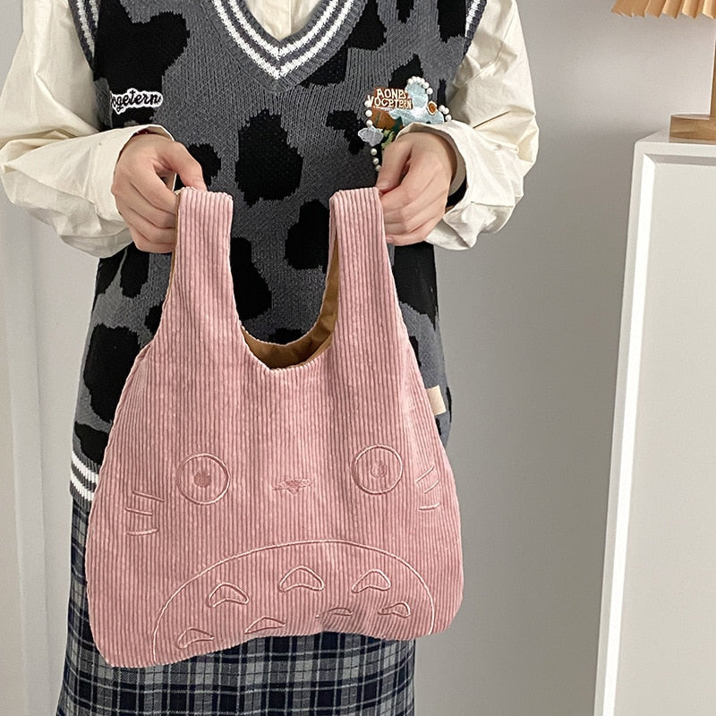 Canvas Tote Bags for Women 2023 Corduroy Large Ladies Cotton Cloth Handbag Cartoon Print Female Shoppers Fashion Fabric Purse