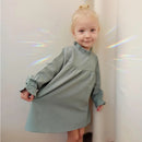 2023 New Kids Dress Spring Autumn Quality Long Sleeve Cotton Children Sweet Solid Color Baby Girls Turtleneck Dresses