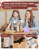 Portable Printer Phomemo M02S Thermal Mini Printer 300dpi Inkless Pocket Printer Compatible 15/25/53mm Sizes Self-Adhesive Paper