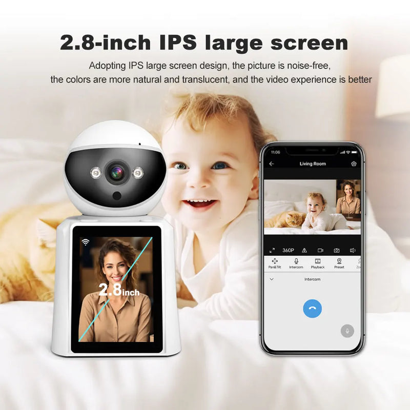 Srihome IP WiFi Camera Surveillance Security Baby Monitor With Screen Human Tracking Cam Full Color Night Vision Indoor Camera