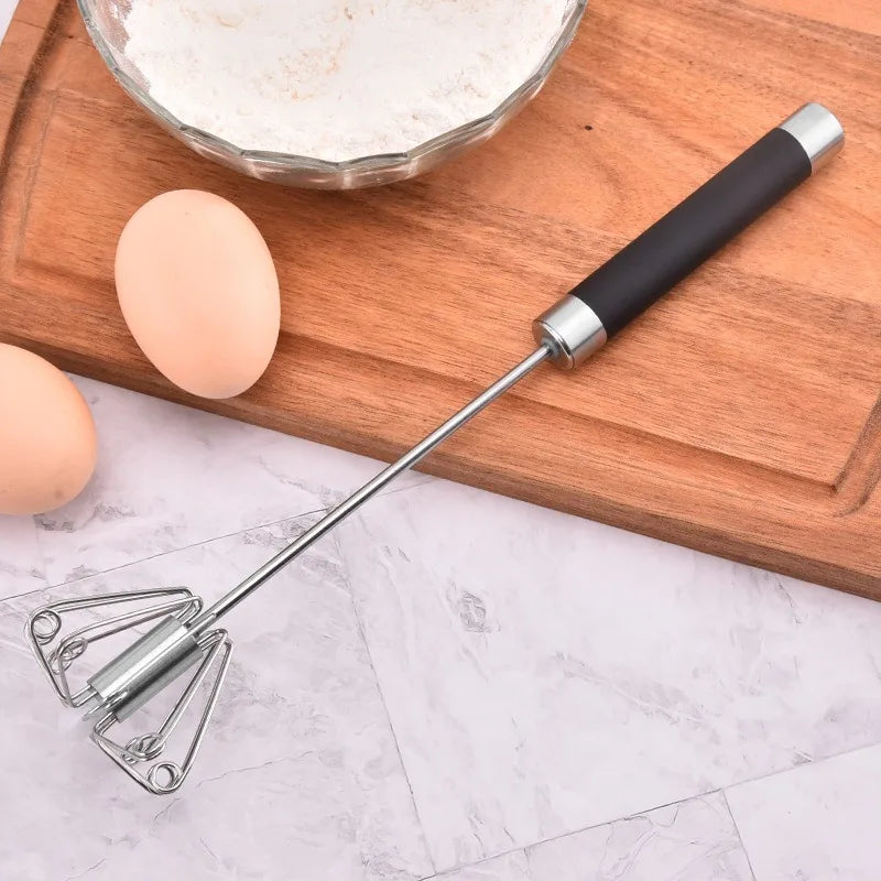 Rotatable Stainless Steel Kitchen Mixer Manual Whisk Egg Beater Whipping Manual Milk Cream Whisk Semi Automatic Eggbeater