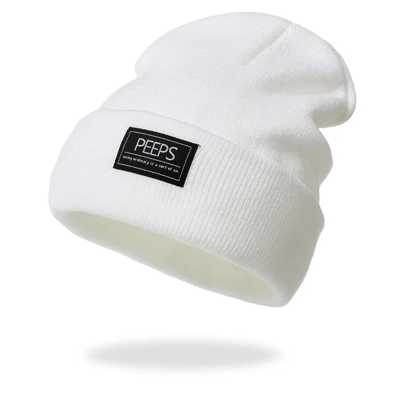 New Women Men Knitted Beanie Hat Cap Autumn Winter Male Lady Casual Embroidered Boy Girl Cap Hat For Women Men