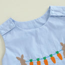 Infant Easter  Adorable Sleeveless Round Neck Rabbit Embroidered Loose Fit Romper Baby Jumpsuit Toddler Outfit for Spring
