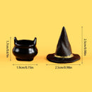 10Pcs Mini Witch Hat And Witch Cauldron Pots Cute Resin Accessories Black Wizard Hat For Halloween Party Home Decor DIY Crafts
