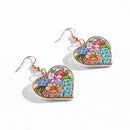 Makersland Heart Earrings Wooden Vintage Flower Dangle Pendants Jewelry For Women New Design Trendy Drop Earrings For Girl