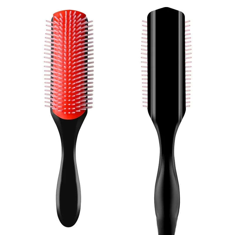 9-Rows Detangling Hair Brush Denman Detangler Hairbrush Scalp Massager Straight Curly Wet Hair Comb for Women Men Home Salon