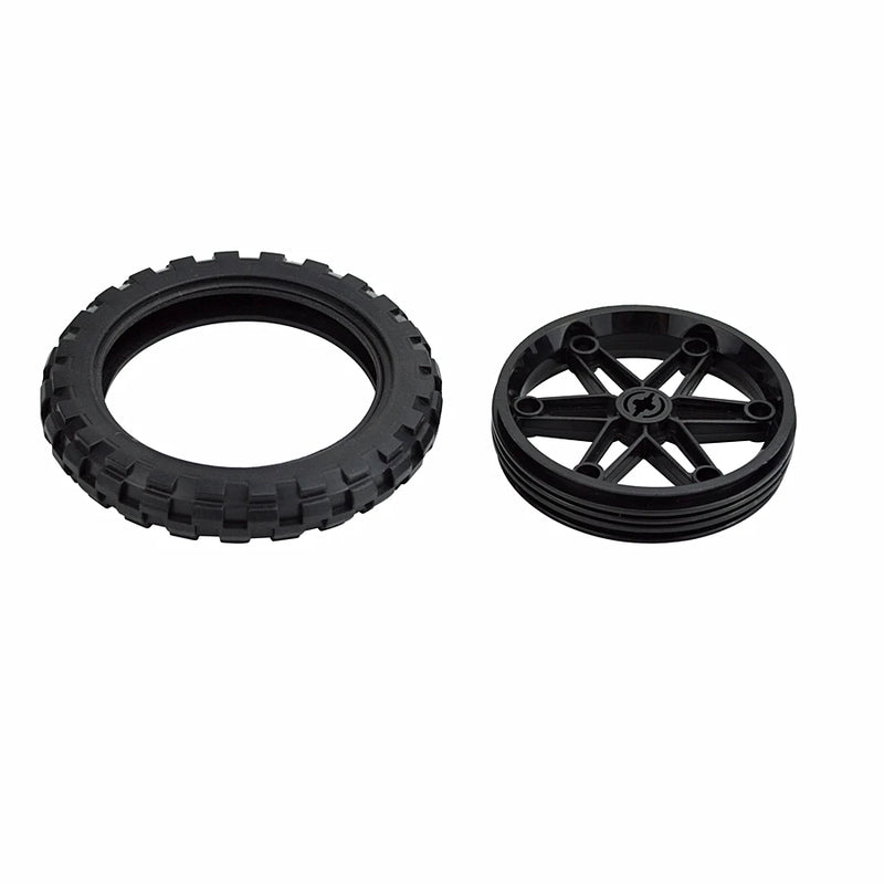 2Pcs MOC Building Block Motorcycle Tyre & Motorcycle Rim Technical Part Brick Wheel Hub Compatible with 88517 11957  Cars Toy