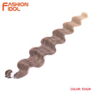 FASHION IDOL Body Wave Ponytail Hair Bundles 26 Inch Soft Long Synthetic Hair Weave Ombre Brown 613 Blonde 100g Hair Extensions