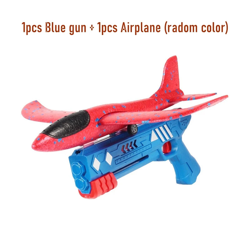 Kids Toys Catapult Plane Gun-style Launching Aircraft Gunner Throwing Aircraft Toys for Boys Birthday Christmas Gifts