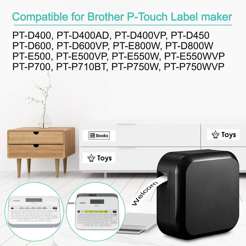 1PK-10PK Label 18mm Black on White Ribbon Replacement for Brother TZ 241 TZE 241 Label Tape for Brother P-touch Labeling Machine