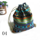 3er-Pack Baumwoll-Geschenkbeutel, mehrfarbig, Tribal Tribe, Kordelzug, Schmuckbeutel, Beutel, Verpackung, Aufbewahrung, chinesischer Ethno-Stil, 9,5 cm x 12 cm