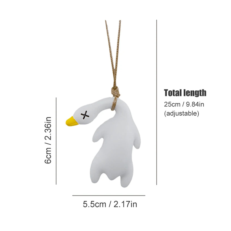 Funny Swing Goose Roasted White Roast Duck Car Pendant Swing Duck Car Hanging Ornament  for Car Products Interior Accessories