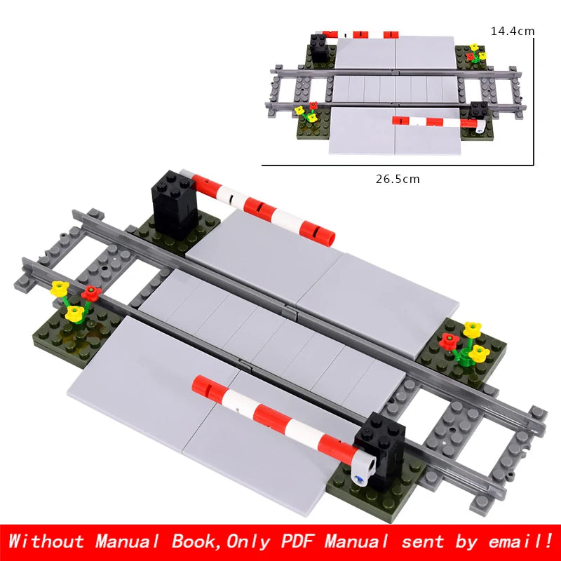 MOC Creative Expert City Train Traffic lights Railing Crossing Railway Express Bricks Building Blocks DIY Toys for Kids gifts