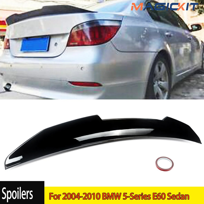 For BMW E60 528i 535i 2004-2010 Gloss Black Duckbill PSM Style Trunk Spoiler Lip