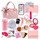 Little Girls Play Purse Princess Gifts 32 Pcs Toddler Purse Cell Phone/Makeup/Keys Kids Pretend Play Purse Girls Birthday Gifts