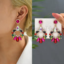Colorful Series Shiny Rhinestone Big Stud Earrings For Women 2023 Trend Luxury Round Fashion Jewelry Girl Party Accessories Gift