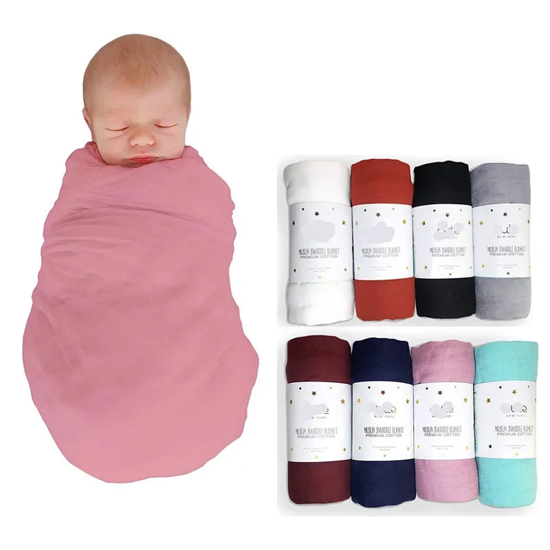 Muslin 70% Bamboo Baby Blanket 120*120cm Soft Newborn Blankets 2 Layers Bath Gauze Infant Swaddle Wrap Sleepsack Stroller Cover