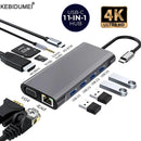 USB C HUB Typ C auf RJ45 4K 30Hz HDMI VGA Adapter SD TF USB 3.0 2.0 Docking PD 87W USB C Splitter für MacBook Pro Air