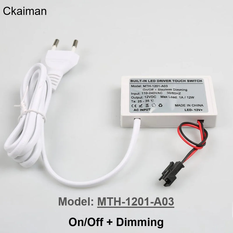 Input 220V Built-in Transformer Output 12V 1A 12W Single Button Mirror Touch Sensor Switch for Mirror LED Light Touch Switch