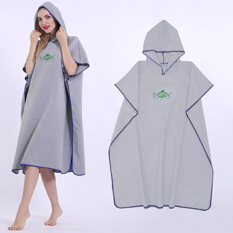 Wetsuit Changing Robe Surf Poncho Hood Changing Towel Quick-Drying Swimming Towel Bath Robe Thermal for Women Men