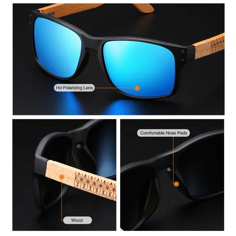 Midnite Star Brand Design Beech Wood Handmade Sunglasses Men Women Polarized Driving Sun Glasses UV400 Mirror Male Eyewear