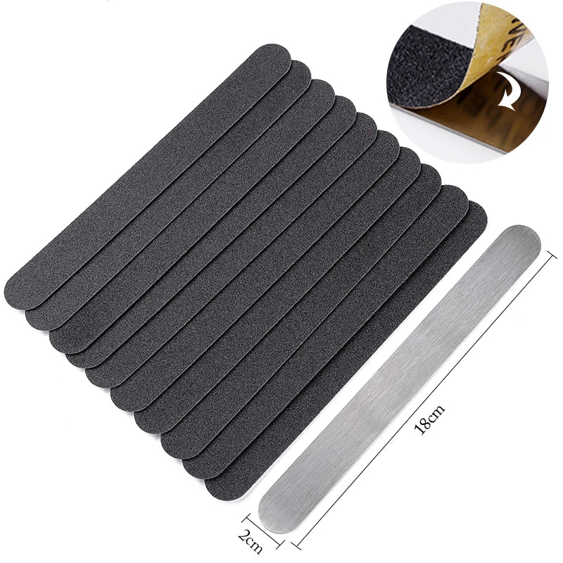 Half Moon Replacement Nail File 100/180/240 10pcs Black Removable SandPaper With Stainless Steel Handle Metal Sanding Files
