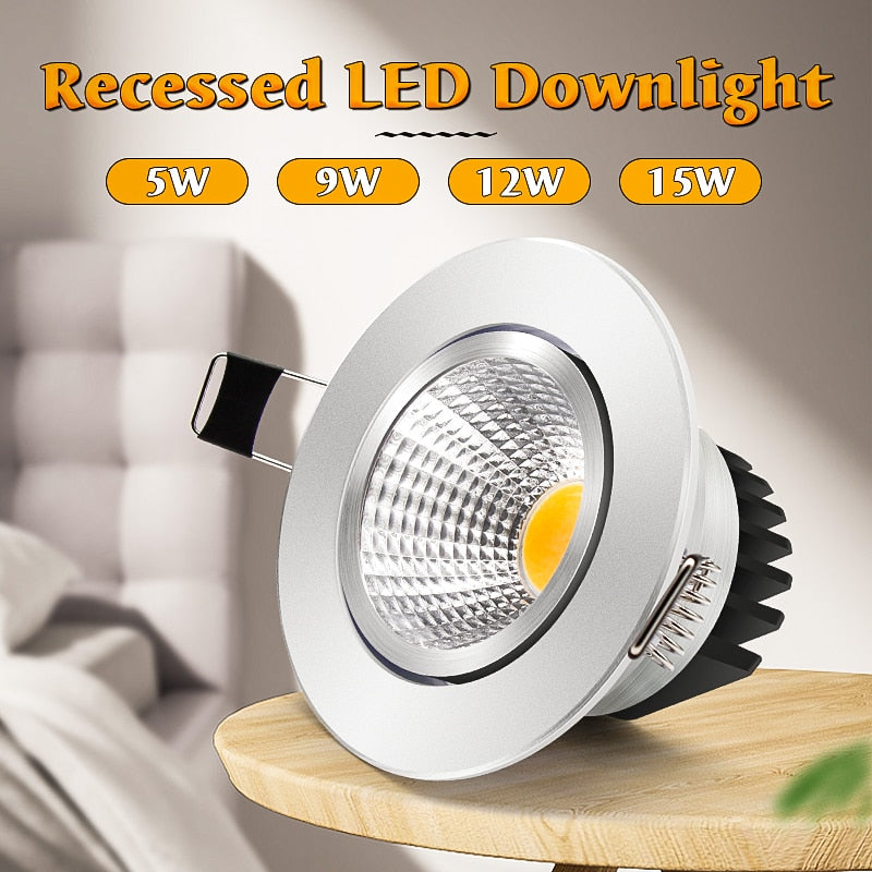 Black/White Body Recessed LED Dimmable Downlight COB 6W12W 15W LED Spot Light LED Decoration Ceiling Lamp AC110V/220V Spot lamp