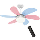 HOMCOM ceiling fan with light 34W Ø 82,5 cm DC Motor with 6 blades Multicolor