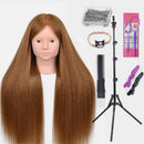 New Female Mannequin Training Doll Head With 70% Real Hair For Hairsyles Hairdressing Cosmetology Dolls Head With Stand Tripod