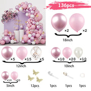 60/136pcs Pink Balloon Arch Party Set Confetti Ballon Butterfly Birthday Decorations Balloon Wedding Supplies Baby Shower Globos
