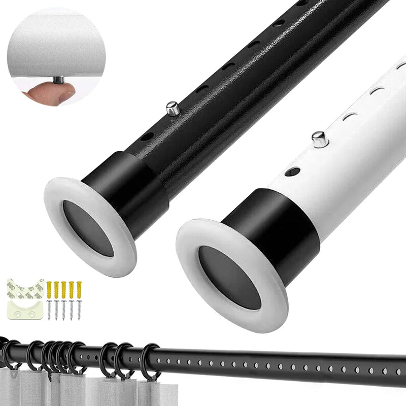 Curtain Rods Adjustable Drapery Rods Shower Curtain Rods No Drilling Non-Slip Telescopic Rod 70-360cm Optional